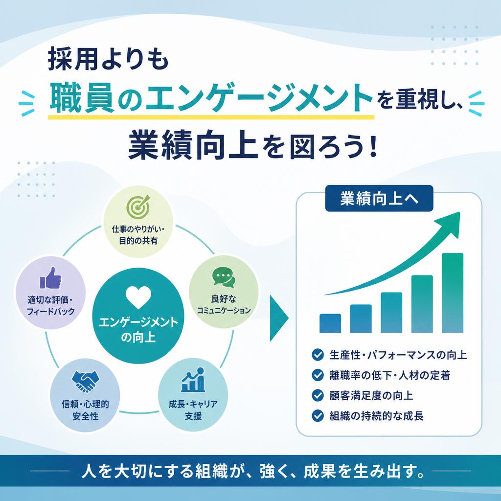 採用よりも職員のエンゲージメントを重視し、業績向上を図ろう！